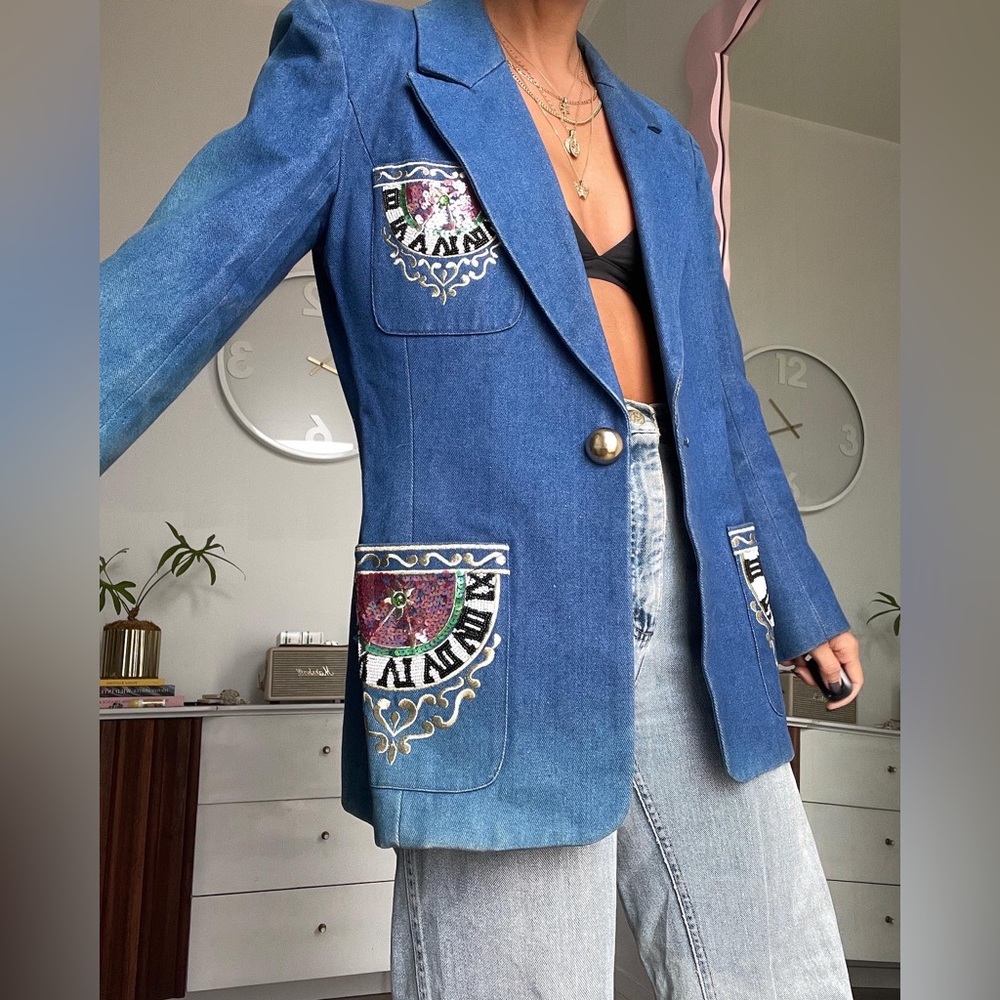 Vintage denim blazer jacket